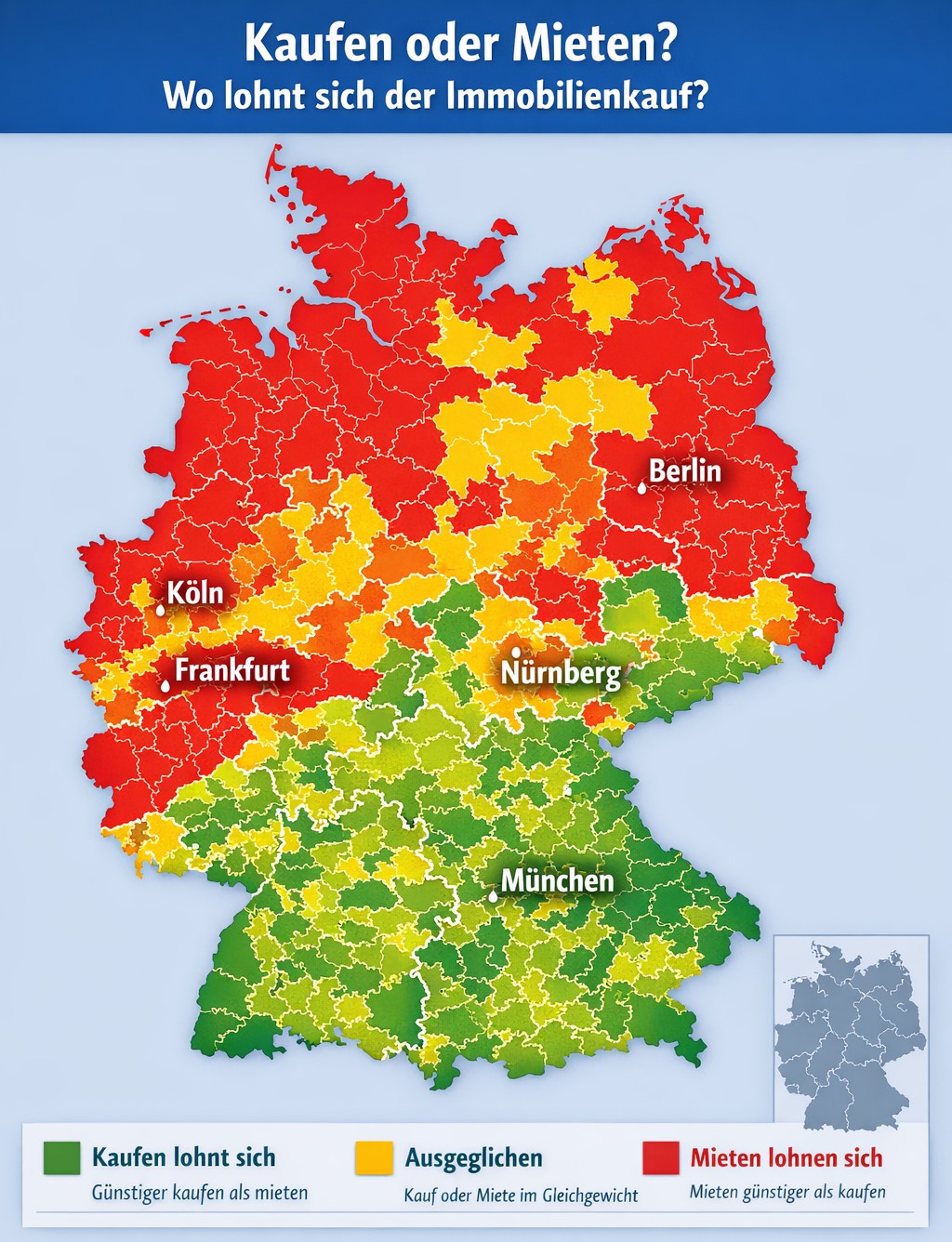 Heatmap für Deutschland - Kaufen oder Mieten Kaufen oder Mieten – die richtige Wahl treffen